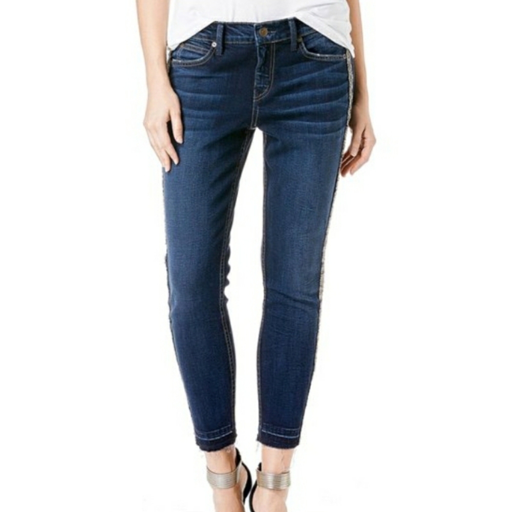 Embelished Beaded Level 99 Dark Blue Aubrey Skinny Jeans Size 26